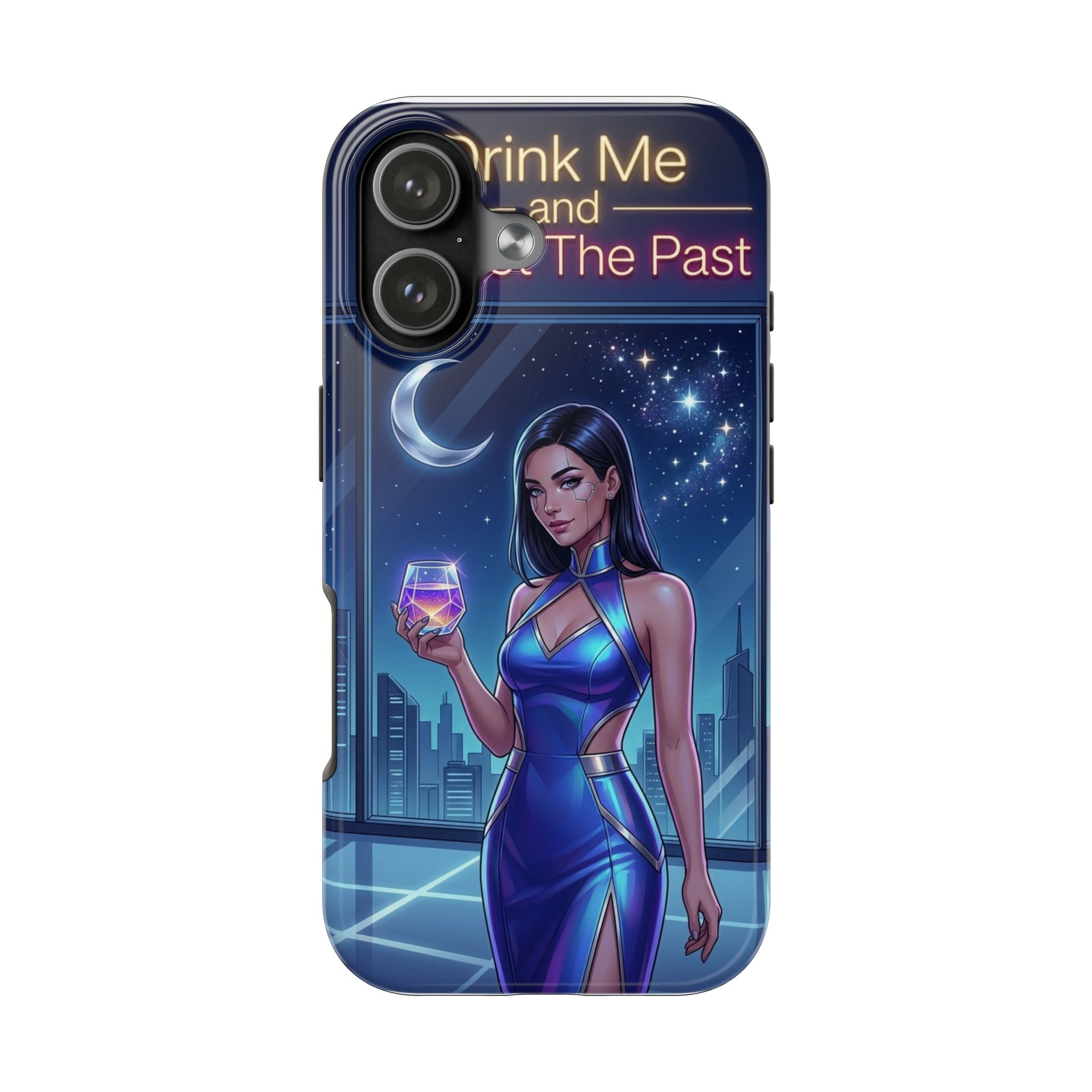"Drink Me and The Past" Retro Neon Femme Fatale Protective Case